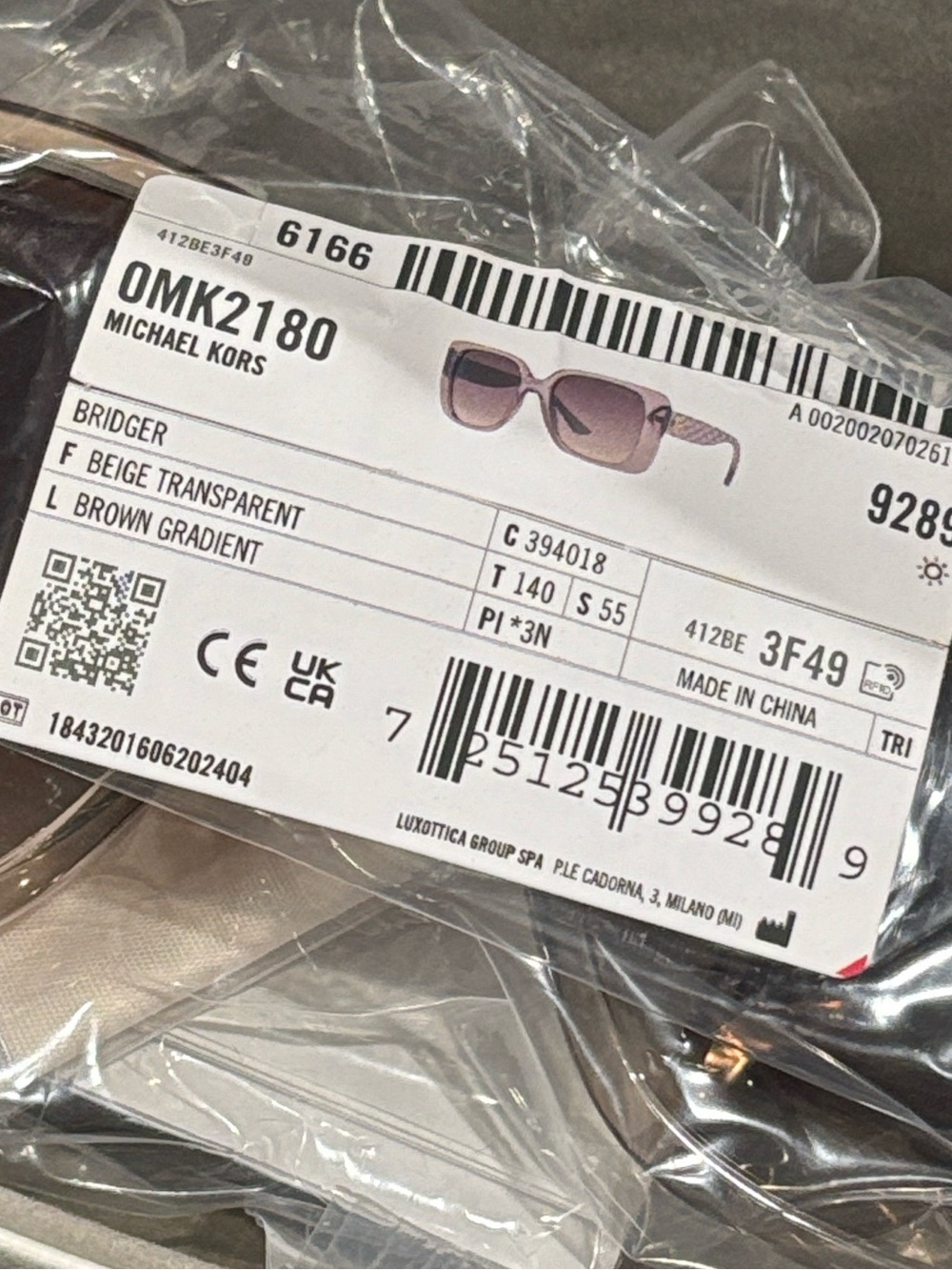 NWT MICHAEL KORS MK2180 “BRIDGER” SUNGLASSES Beige Transparent / Brown Gradient - Picture 11 of 12